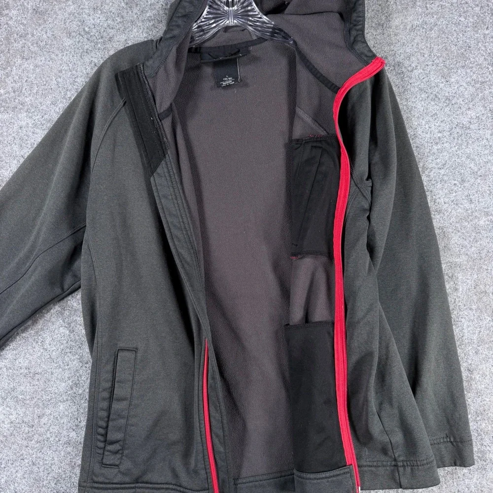Free Country Boys L 14/16 Black Softshell Hooded Jacket Fleece Lined Full Zip